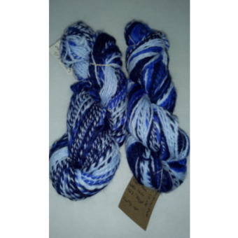 Hand spun bio-nylon, blue shades